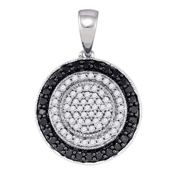 10K White Gold & Diamond Circle Pendant - FREE Shipping (US/CA)-Gold & Diamond Pendants & Necklaces-JadeMoghul Inc.