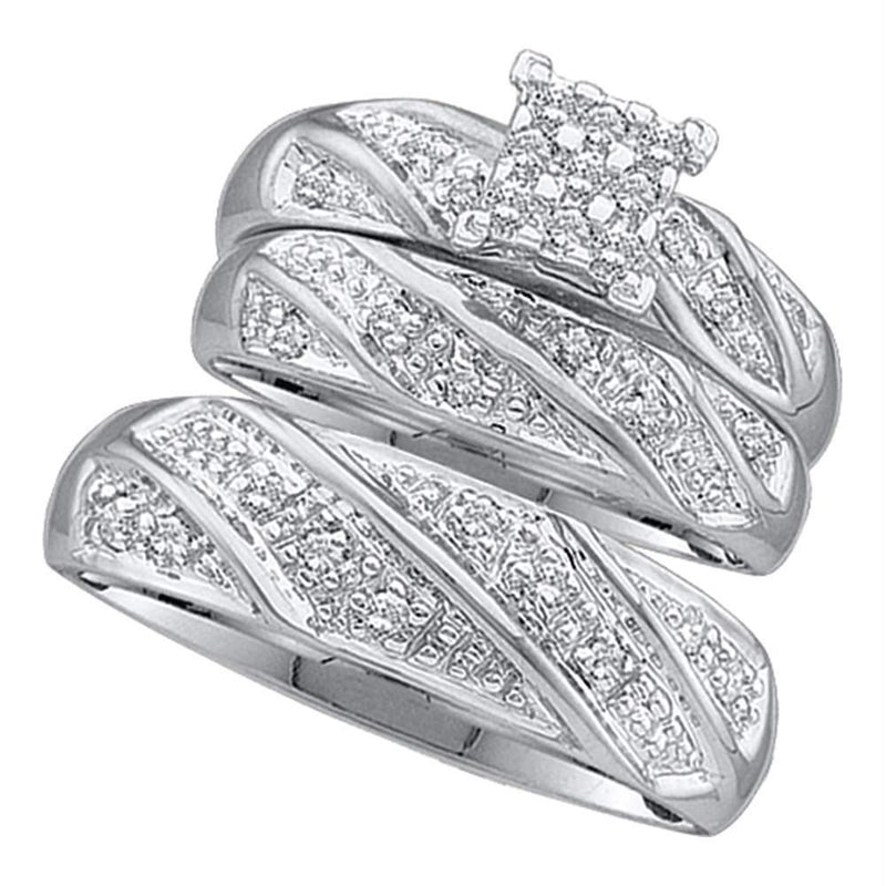 10k White Gold & Diamond Couple's Matching Wedding Ring Set-Gold & Diamond Trio Sets-6.5-JadeMoghul Inc.
