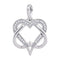 10k White Gold Diamond Double Heart Locked Pendant 1/10 Cttw-Gold & Diamond Pendants & Necklaces-JadeMoghul Inc.