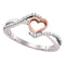 10k White Gold Diamond Pink Rose-Tone Heart Love Ring - FREE Shipping (US/CA)-Gold & Diamond Heart Rings-5-JadeMoghul Inc.