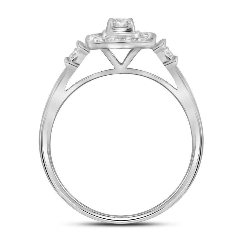 10k White Gold Diamond Solitaire Women's Square Halo Bridal Ring Set - FREE Shipping (US/CA)-Gold & Diamond Wedding Ring Sets-5-JadeMoghul Inc.