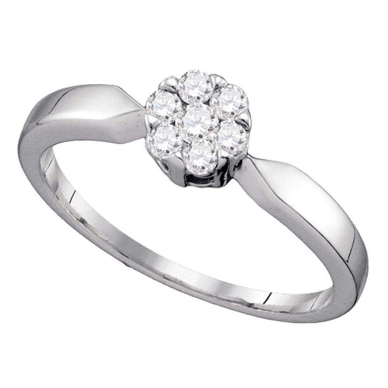 10k White Gold Flower Cluster Diamond Women's Wedding Ring - FREE Shipping (US/CA)-Gold & Diamond Engagement & Anniversary Rings-5-JadeMoghul Inc.