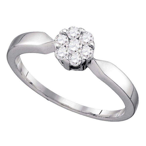 10k White Gold Flower Cluster Diamond Women's Wedding Ring - FREE Shipping (US/CA)-Gold & Diamond Engagement & Anniversary Rings-5-JadeMoghul Inc.
