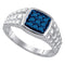 10k White Gold Men's Blue Diamond Cluster Square-shape Band - FREE Shipping (US/CA)-Gold & Diamond Men Rings-8-JadeMoghul Inc.