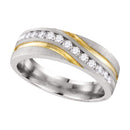 10k White Gold Men's Diamond 2-tone Anniversary Band - FREE Shipping (US/CA)-Gold & Diamond Wedding Jewelry-8-JadeMoghul Inc.