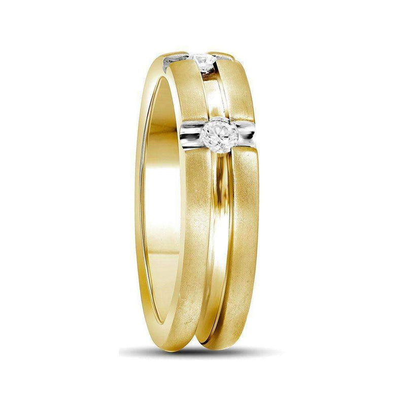 10k White Gold Men's Diamond 2-tone Matte-finish Anniversary Band - FREE Shipping (US/CA)-Gold & Diamond Wedding Jewelry-8-JadeMoghul Inc.