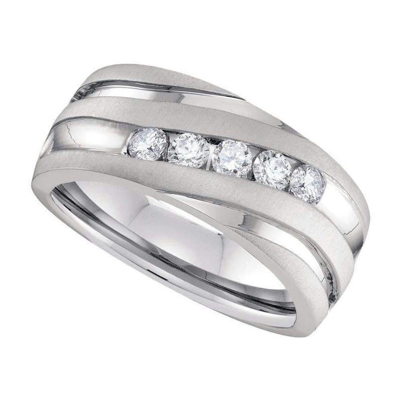 10k White Gold Men's Diamond Anniversary Band - FREE Shipping (US/CA)-Gold & Diamond Wedding Jewelry-8-JadeMoghul Inc.