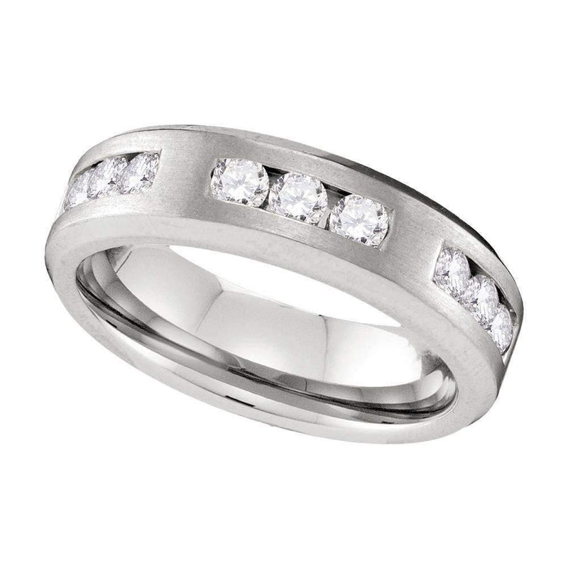 10k White Gold Men's Diamond Anniversary Band - FREE Shipping (US/CA)-Gold & Diamond Wedding Jewelry-8-JadeMoghul Inc.