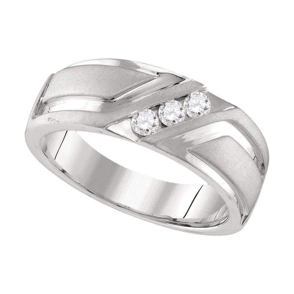 10k White Gold Men's Diamond Anniversary Band - FREE Shipping (US/CA)-Gold & Diamond Wedding Jewelry-8-JadeMoghul Inc.