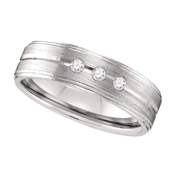 10k White Gold Men's Diamond Brushed Anniversary Band - FREE Shipping (US/CA)-Gold & Diamond Wedding Jewelry-8-JadeMoghul Inc.