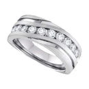 10k White Gold Men's Diamond Channel-set Anniversary Band - FREE Shipping (US/CA)-Gold & Diamond Wedding Jewelry-8-JadeMoghul Inc.