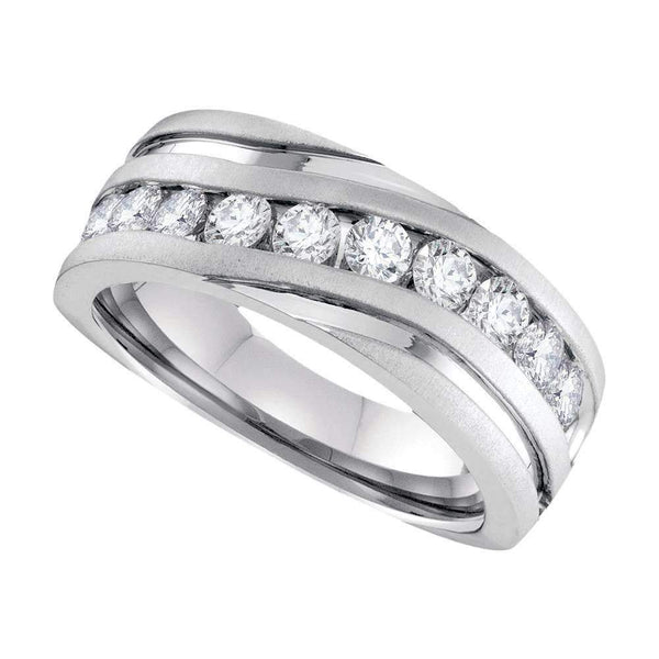 10k White Gold Men's Diamond Channel-set Anniversary Band - FREE Shipping (US/CA)-Gold & Diamond Wedding Jewelry-8-JadeMoghul Inc.