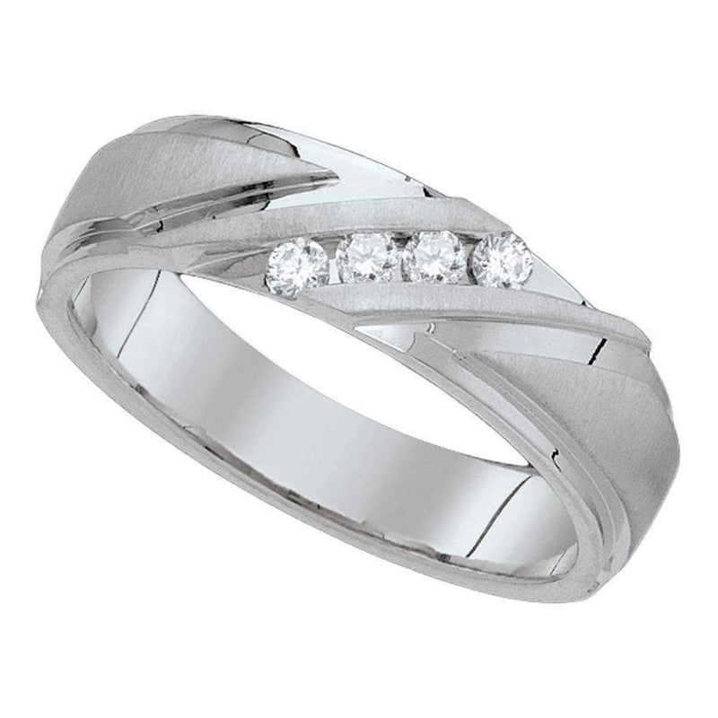 10k White Gold Men's Diamond Channel-set Anniversary Band - FREE Shipping (US/CA)-Gold & Diamond Wedding Jewelry-8-JadeMoghul Inc.