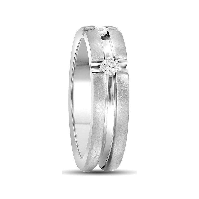 10k White Gold Men's Diamond Matte-finish Anniversary Band - FREE Shipping (US/CA)-Gold & Diamond Wedding Jewelry-8-JadeMoghul Inc.