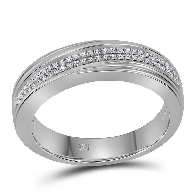 10k White Gold Men's Diamond Two Row Anniversary Band - FREE Shipping (US/CA)-Gold & Diamond Wedding Jewelry-8-JadeMoghul Inc.