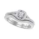 10k White Gold Princess Diamond Bridal Ring Set - FREE Shipping (US/CA)-Gold & Diamond Wedding Ring Sets-5-JadeMoghul Inc.