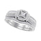 10k White Gold Princess Diamond Bridal Ring Set - FREE Shipping (US/CA)-Gold & Diamond Wedding Ring Sets-5-JadeMoghul Inc.