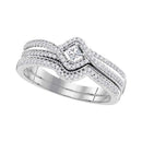 10k White Gold Princess Diamond Bridal Ring Set - FREE Shipping (US/CA)-Gold & Diamond Wedding Ring Sets-5-JadeMoghul Inc.