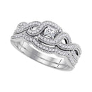 10k White Gold Princess Diamond Woven Crossover Wedding Ring Set - FREE Shipping (US/CA)-Gold & Diamond Wedding Ring Sets-5-JadeMoghul Inc.