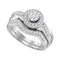 10k White Gold Round Diamond Cluster Engagement Ring Set - FREE Shipping (US/CA)-Gold & Diamond Wedding Ring Sets-5-JadeMoghul Inc.