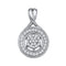 10k White Gold Round Diamond Cluster Women's Circle Pendant-Gold & Diamond Pendants & Necklaces-JadeMoghul Inc.