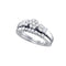 10k White Gold Round Diamond Flower Cluster Women's Bridal Ring Set - FREE Shipping (US/CA)-Gold & Diamond Wedding Ring Sets-5-JadeMoghul Inc.