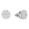 10k White Gold Round Diamond Flower Cluster Women's Screwback Stud Earrings - FREE Shipping (US/CA)-Gold & Diamond Earrings-JadeMoghul Inc.