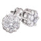 10k White Gold Round Diamond Flower Cluster Women's Screwback Stud Earrings - FREE Shipping (US/CA)-Gold & Diamond Earrings-JadeMoghul Inc.