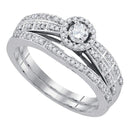 10k White Gold Round Diamond Halo Bridal Ring Set - FREE Shipping (US/CA)-Gold & Diamond Wedding Ring Sets-6-JadeMoghul Inc.