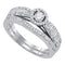 10k White Gold Round Diamond Halo Bridal Ring Set - FREE Shipping (US/CA)-Gold & Diamond Wedding Ring Sets-6-JadeMoghul Inc.