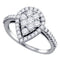 10k White Gold Round Diamond Teardrop-Shape Cluster Engagement Ring - FREE Shipping (US/CA)-Gold & Diamond Fashion Rings-5-JadeMoghul Inc.