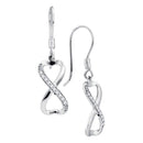 10k White Gold Round Diamond Women's Anniversary Infinity Dangle Ear-Wire Earrings - FREE Shipping (US/CA)-Gold & Diamond Earrings-JadeMoghul Inc.