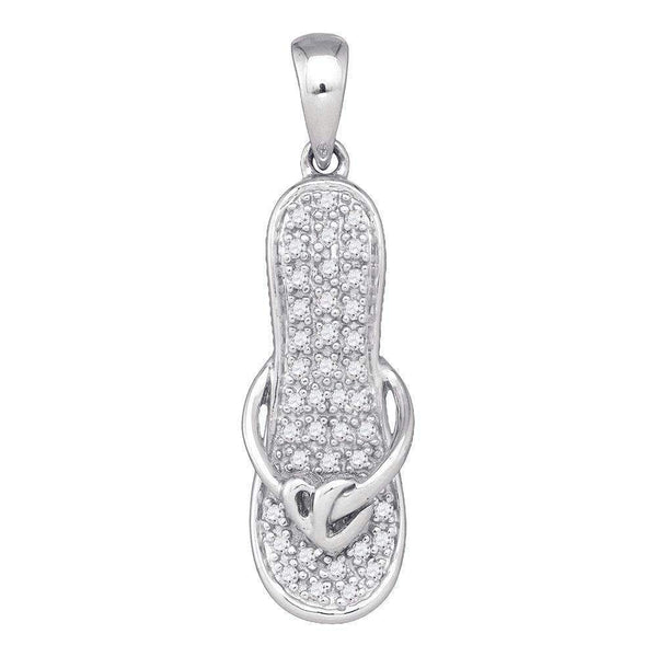 10k White Gold Round Diamond Women's Flip Flop Pendant Gold - FREE Shipping (US/CA)-Gold & Diamond Pendants & Necklaces-JadeMoghul Inc.