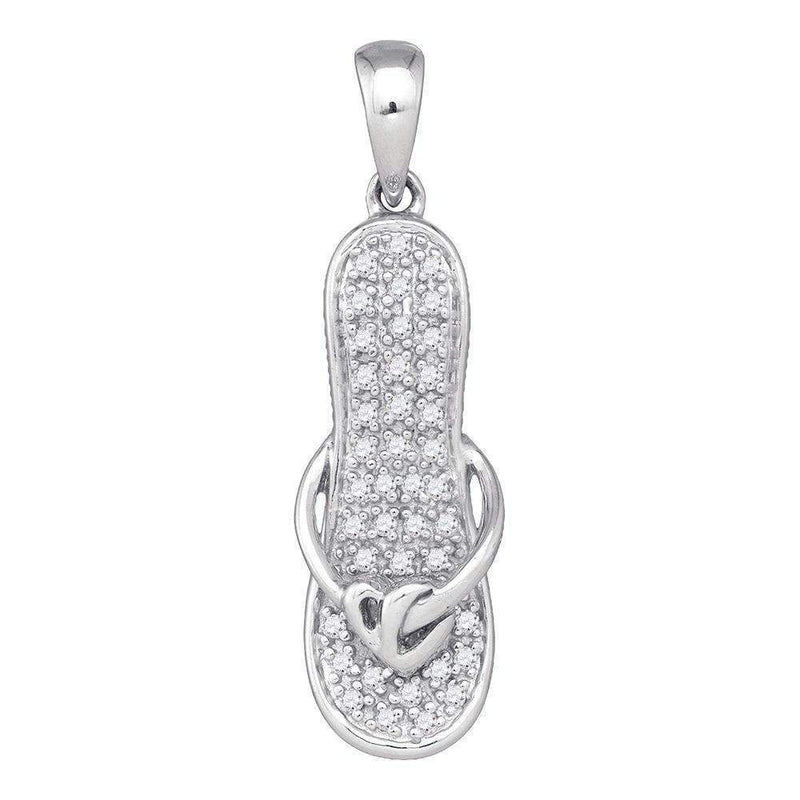 10k White Gold Round Diamond Women's Flip Flop Pendant Gold - FREE Shipping (US/CA)-Gold & Diamond Pendants & Necklaces-JadeMoghul Inc.