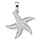 10k White Gold Round Diamond Women's Unique Starfish Pendant - FREE Shipping (US/CA)-Gold & Diamond Pendants & Necklaces-JadeMoghul Inc.