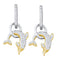 10k White Gold Round Pave-Set Diamond Women's Dolphin Dangle Earrings - FREE Shipping (US/CA)-Gold & Diamond Earrings-JadeMoghul Inc.