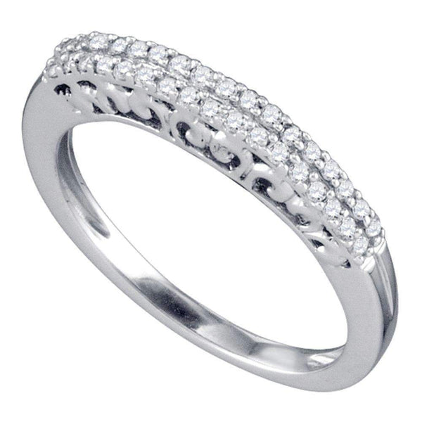 10k White Gold Round Pave-set Diamond Women's Slender Bridal Ring - FREE Shipping (US/CA)-Gold & Diamond Wedding Jewelry-5-JadeMoghul Inc.