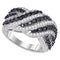 10k White Gold Women's Black Diamond Striped Cocktail Ring - FREE Shipping (US/CA)-Gold & Diamond Bands-5-JadeMoghul Inc.