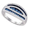 10k White Gold Women's Blue Round Diamond Striped Cocktail Ring - FREE Shipping (US/CA)-Gold & Diamond Bands-5-JadeMoghul Inc.