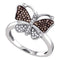 10k White Gold Women's Cognac-brown Diamond Cluster Butterfly Ring - FREE Shipping (US/CA)-Gold & Diamond Rings-5-JadeMoghul Inc.