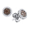 10k White Gold Women's Cognac-brown Diamond Flower Cluster Screwback Stud Earrings - FREE Shipping (US/CA)-Gold & Diamond Earrings-JadeMoghul Inc.