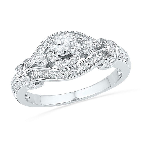 10k White Gold Women's Diamond Bridal or Engagement Anniversary Ring 5/8 Cttw-Gold & Diamond Wedding Jewelry-JadeMoghul Inc.