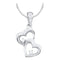 10k White Gold Women's Diamond Double Heart Pendant - FREE Shipping (US/CA)-Gold & Diamond Pendants & Necklaces-JadeMoghul Inc.