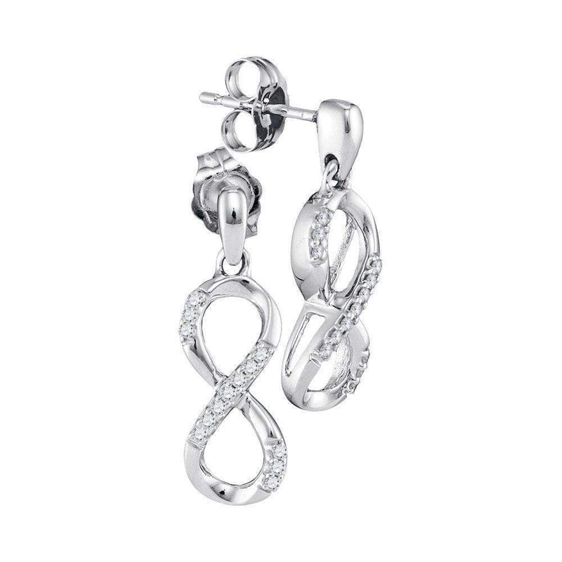 10k White Gold Women's Diamond Infinity Dangle Screwback Earrings - FREE Shipping (US/CA)-Gold & Diamond Earrings-JadeMoghul Inc.