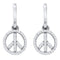 10k White Gold Women's Diamond Peace-sign Dangle Earrings - FREE Shipping (US/CA)-Gold & Diamond Earrings-JadeMoghul Inc.