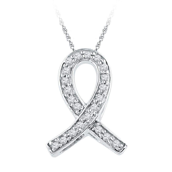 10k White Gold Women's Diamond Remembrance Pendant - FREE Shipping (US/CA)-Gold & Diamond Pendants & Necklaces-JadeMoghul Inc.