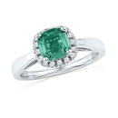 10k White Gold Women's Lab-Created Emerald & Diamond Ring - FREE Shipping (US/CA)-Gold & Diamond Fashion Rings-5-JadeMoghul Inc.