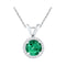 10k White Gold Women's Lab-Created Emerald Solitaire & Diamond Halo Pendant - FREE Shipping (US/CA)-Gold & Diamond Pendants & Necklaces-JadeMoghul Inc.