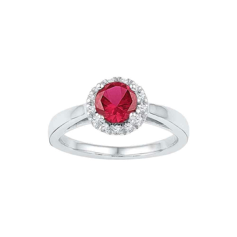 10k White Gold Women's Lab-created Ruby & Diamond Cocktail Ring - FREE Shipping (US/CA)-Gold & Diamond Fashion Rings-5.5-JadeMoghul Inc.