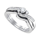 10k White Gold Women's Round Diamond Bridal Ring Set - FREE Shipping (US/CA)-Gold & Diamond Wedding Ring Sets-5-JadeMoghul Inc.